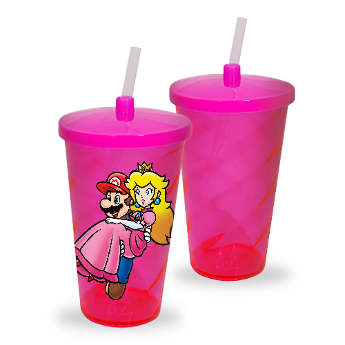 Copo Tornado com tampa e canudo | 540ml | Rosa Neon