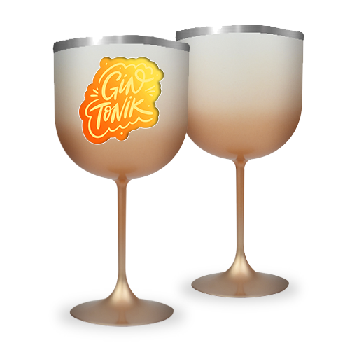 Taça de Gin Degradê | 650ml | Degradê Dourada | Borda Prata