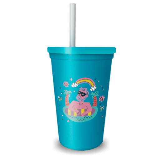 Copão | 700ml | Tiffany | Com Tampa Tiffany e Canudo